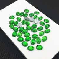 Glass Crystal Ovals: Grass Green 13x18mm