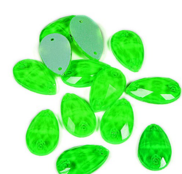 Glass Crystal Teardrops: Neon Emerald 11x18mm or 17x28mm