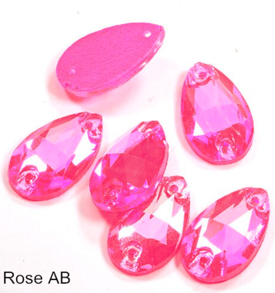 Glass Crystal Teardrops: Neon Rose AB 11x18mm