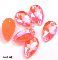 Glass Crystal Teardrops: Neon Red AB 11x18mm or 17x28mm