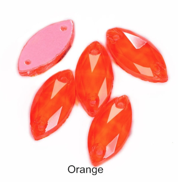 Glass Crystal Horseeyes: Neon Orange 13x22mm