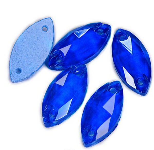 Glass Crystal Horseeyes: Neon Sapphire 13x22mm