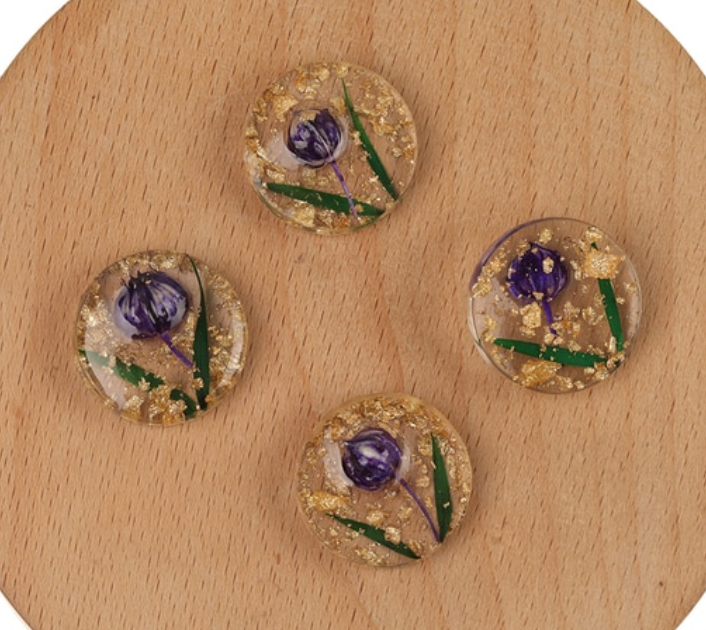 Clear Purple Flower Resin Round Centerpieces 20mm