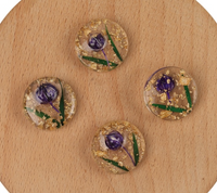 Clear Purple Flower Resin Round Centerpieces 20mm