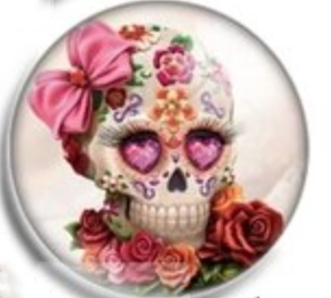 20mm Floral Sugar Skull Glass Cabochons