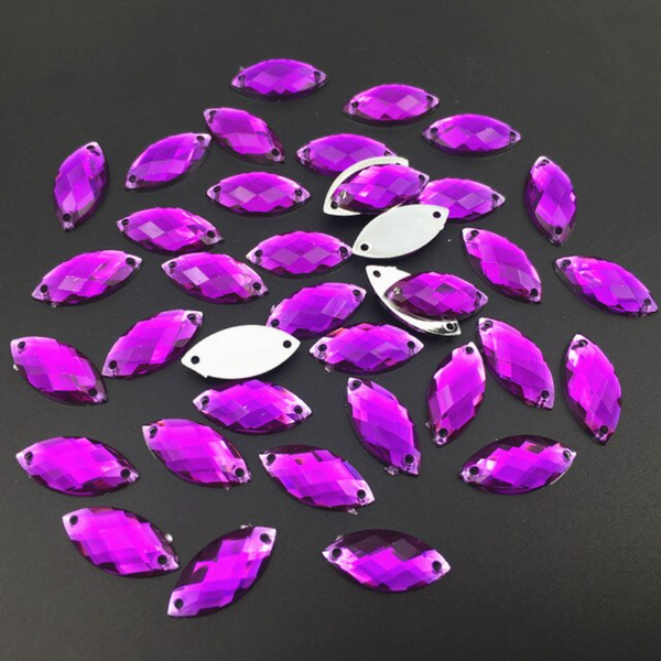 Acrylic Crystal Horseeye: Purple 7x15mm