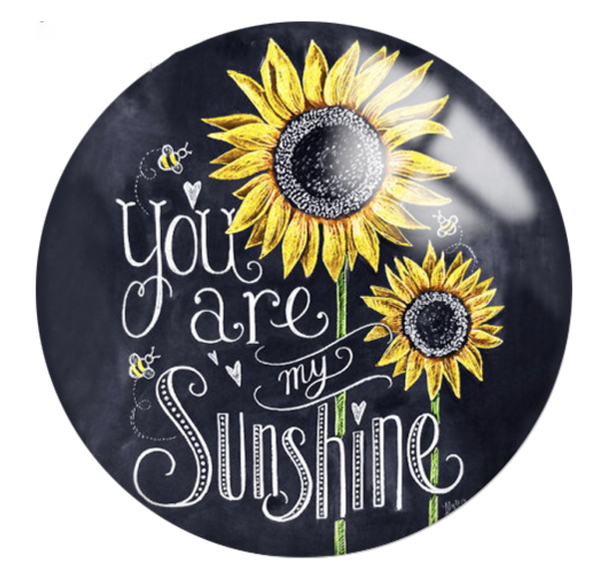 12mm or 20mm You Are My Sunshine Sunflower Glass Cabochons