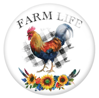 20mm Rooster Floral Farm Life Glass Cabochons