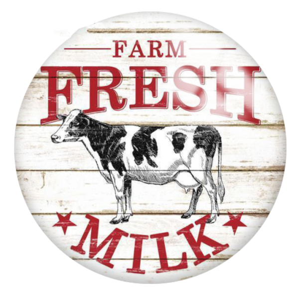 20mm Farm Fresh Milk Cow Glass Cabochons