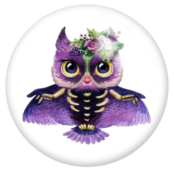 12mm or 20mm Purple Floral Halloween Bat Glass Cabochons