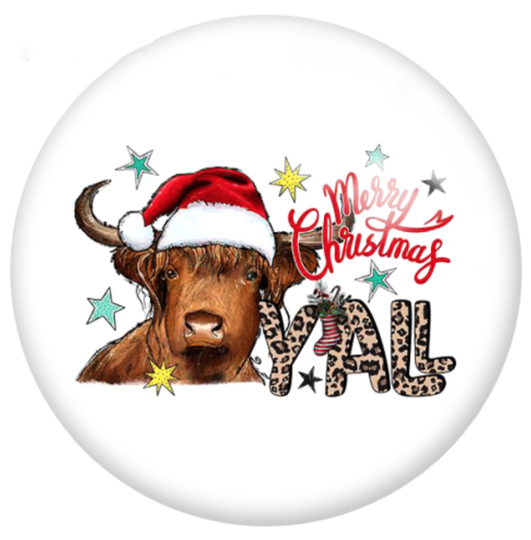 20mm Merry Christmas Y'all Cow Glass Cabochons