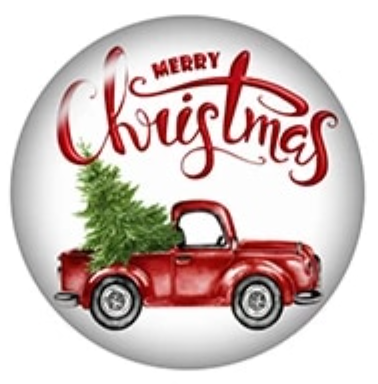 12mm or 20mm Red Pickup Truck Merry Christmas Glass Cabochons