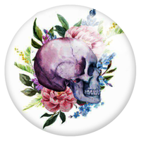 16mm or 20mm Floral Skull Glass Cabochons