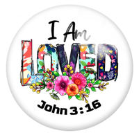 20mm I Am Loved John 3:16 Glass Cabochons