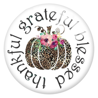 16mm or 20mm Grateful Thankful Blessed Fall Leopard Pumpkin Glass Cabochons
