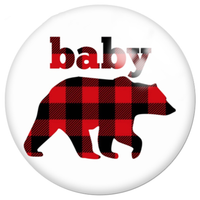 12mm or 16mm Plaid Baby Bear Glass Cabochons
