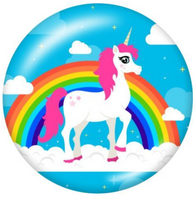 12mm or 16mm Blue Unicorn Rainbow Glass Cabochons