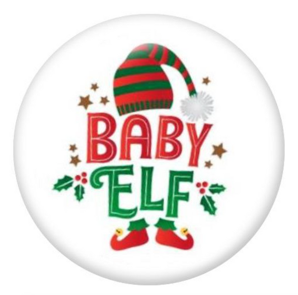 12mm or 16mm Baby Elf Christmas Glass Cabochons