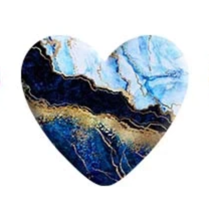Black & Blue Faux Stone Resin Heart