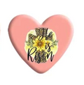 Sunflower Leopard He is Risen Cross Resin Heart