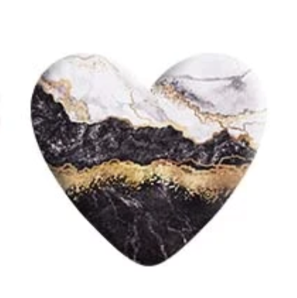 Black, White, & Gold Faux Stone Resin Heart