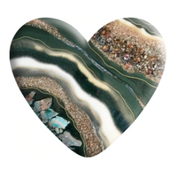 Green & Gold Faux Stone Resin Heart