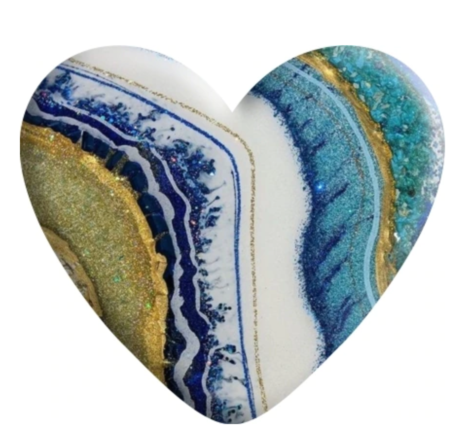 Blue & Gold Faux Stone Resin Heart