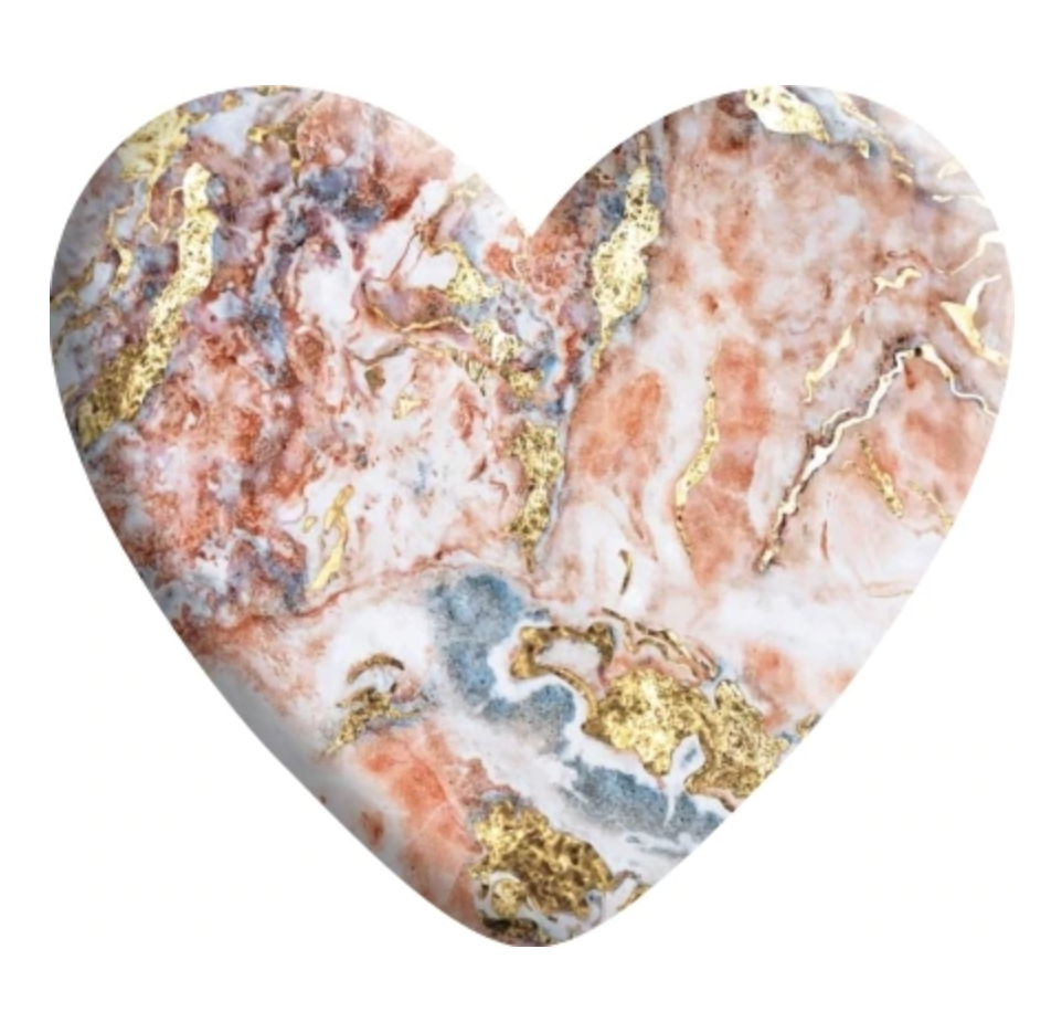 Peach & Grey Faux Stone Resin Heart