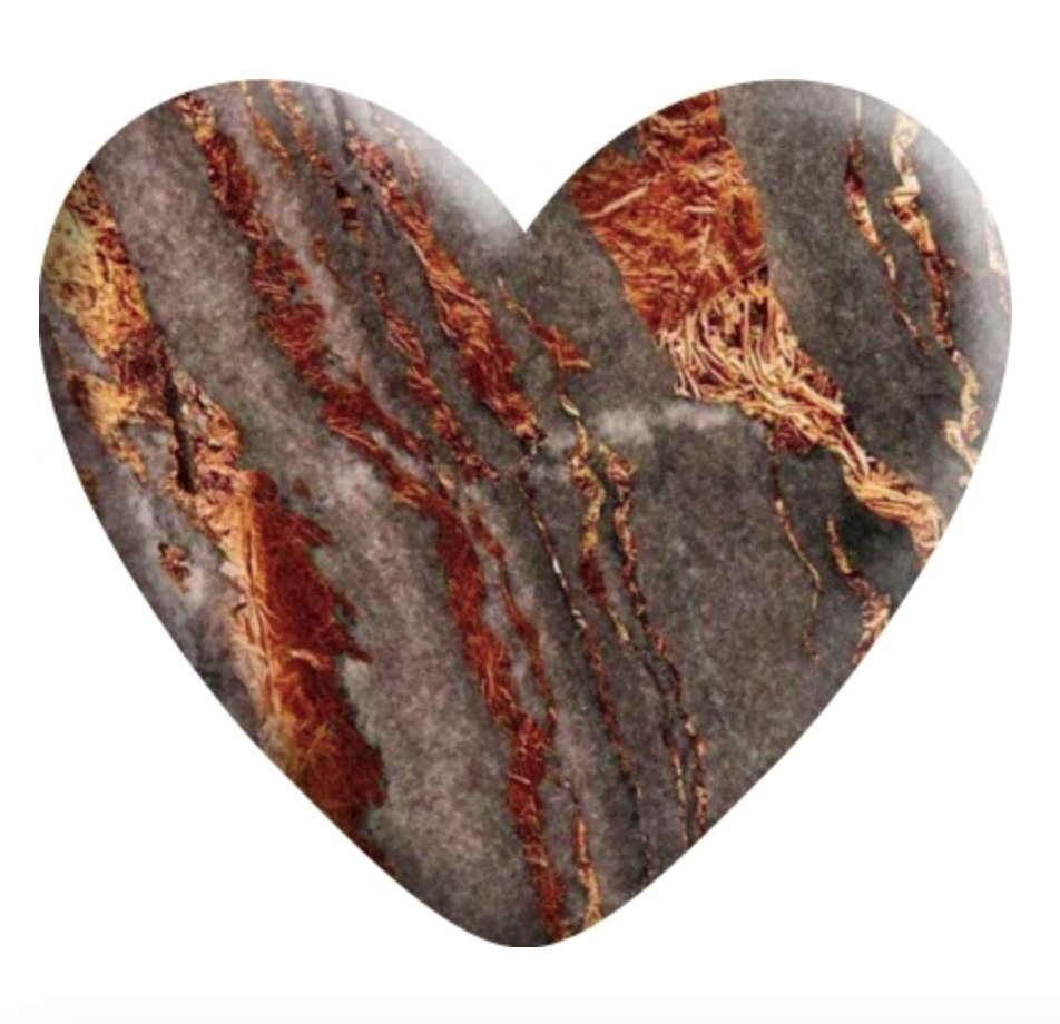 Taupe & Gold Faux Stone Resin Heart
