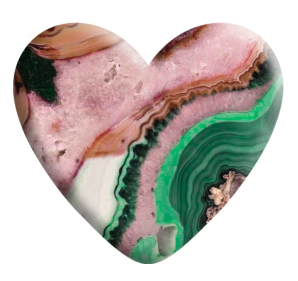 Pink & Green Faux Stone Resin Heart