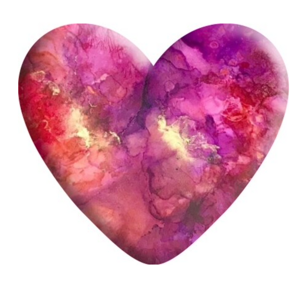 Red & Magenta Tie Dye Resin Heart
