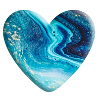 Blue Teal Faux Stone Resin Heart