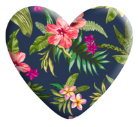 Navy Tropical Floral Resin Heart