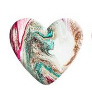 Magenta, Green, & White Faux Stone Resin Heart