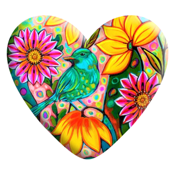Floral Bird Resin Heart