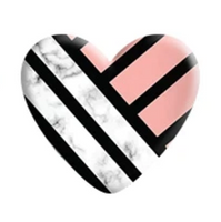 White, Pink, & Black Geometric Resin Heart