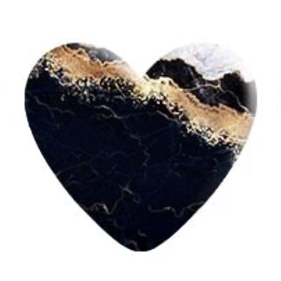 Black Navy & Gold Faux Stone Resin Heart