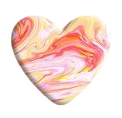 Pink & Yellow Marbled Resin Heart