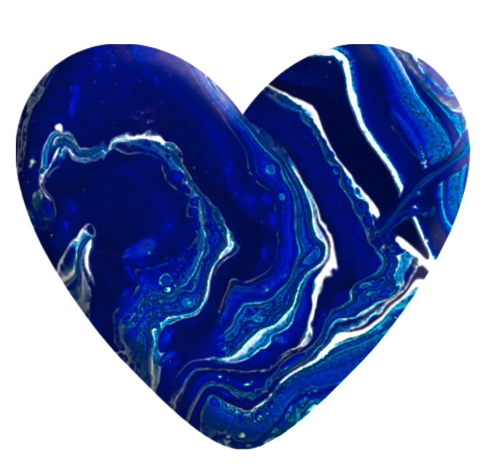 Blue & White Faux Stone Resin Heart