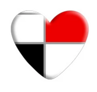 Red, White, & Black Geometric Resin Heart