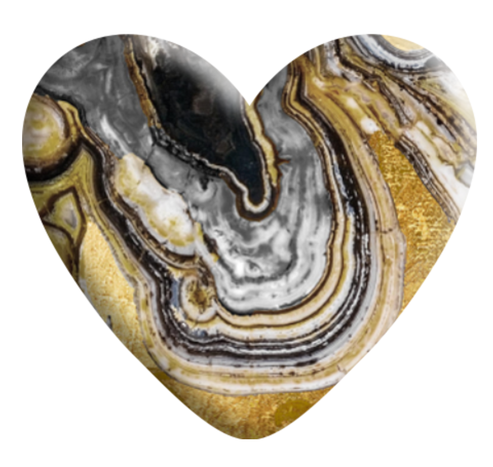 Black & Gold Faux Stone Resin Heart