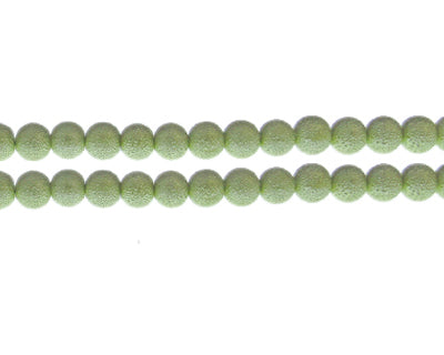 6mm Sour Apple Green Textured Glass Pearls