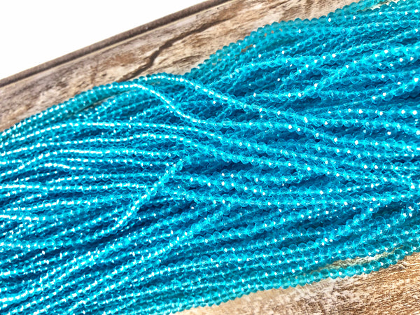 Clear Teal 3mm Rondelle Beads #4 Discount Pack