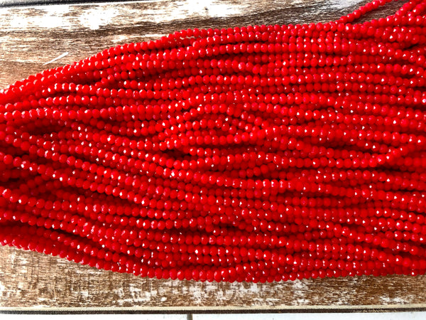 Red 3mm Rondelle Beads #69 Discount Pack