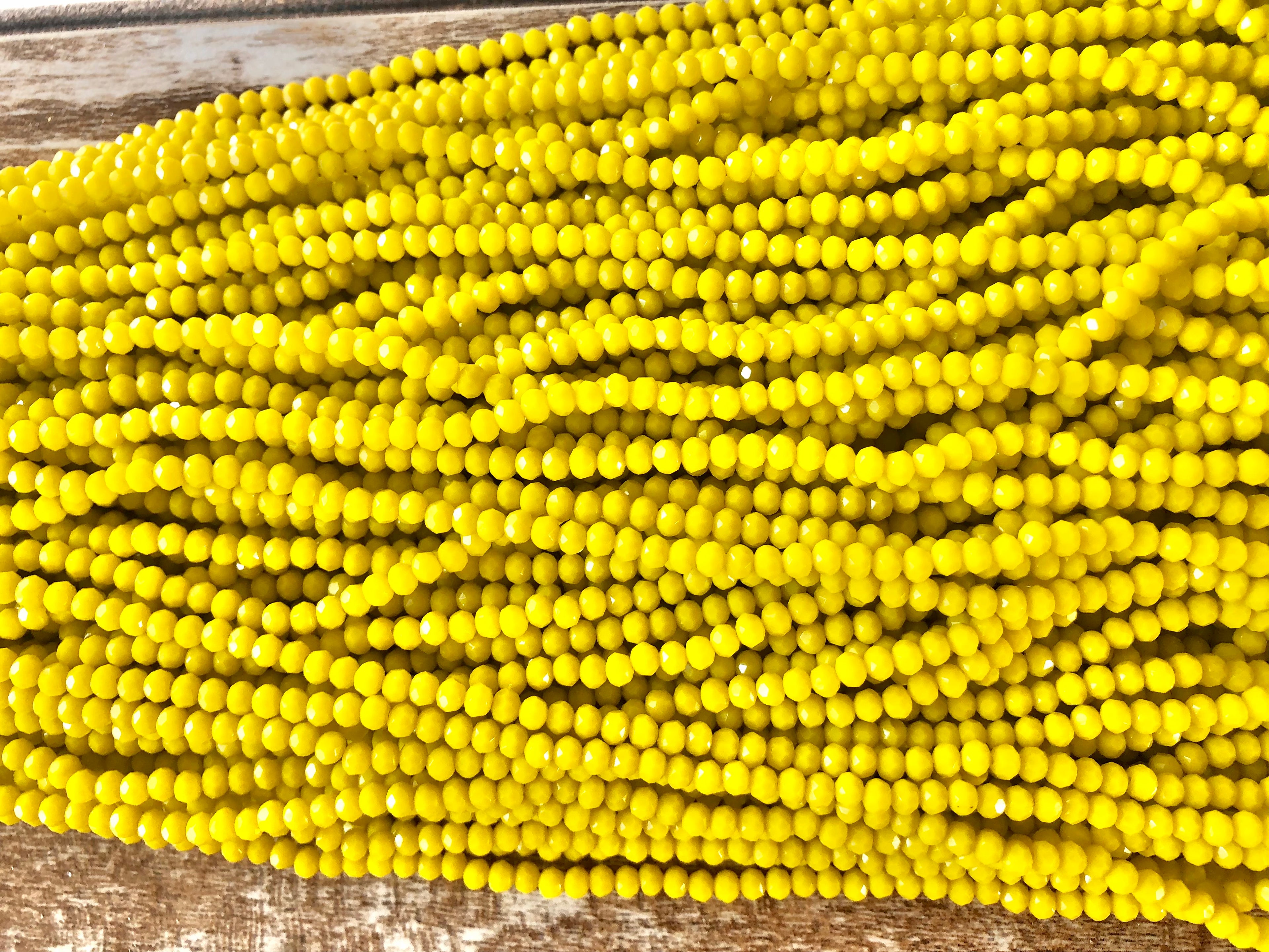Yellow 3mm Rondelle Beads #65