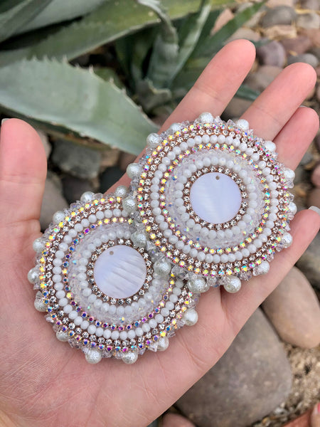 Rose Gold & White Shell Beaded Earrings
