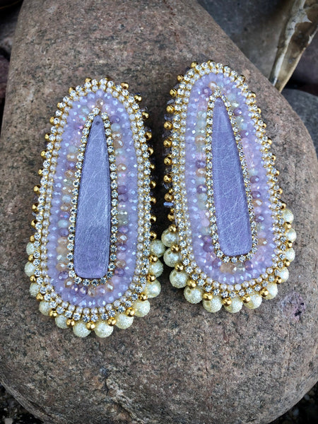 Lavender Multicolor Beaded Earrings
