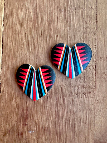 Black Faux Inlay Tribal Resin Heart