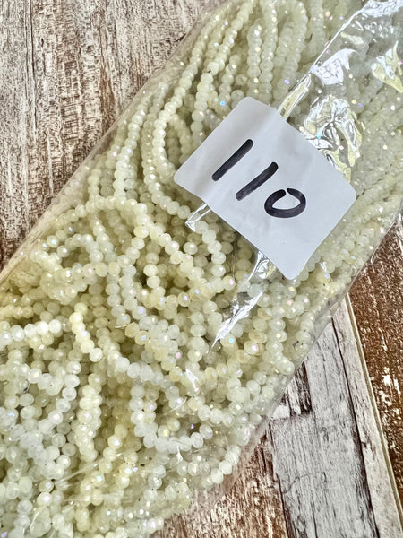 Iridescent Cream 3mm Rondelle Beads #110