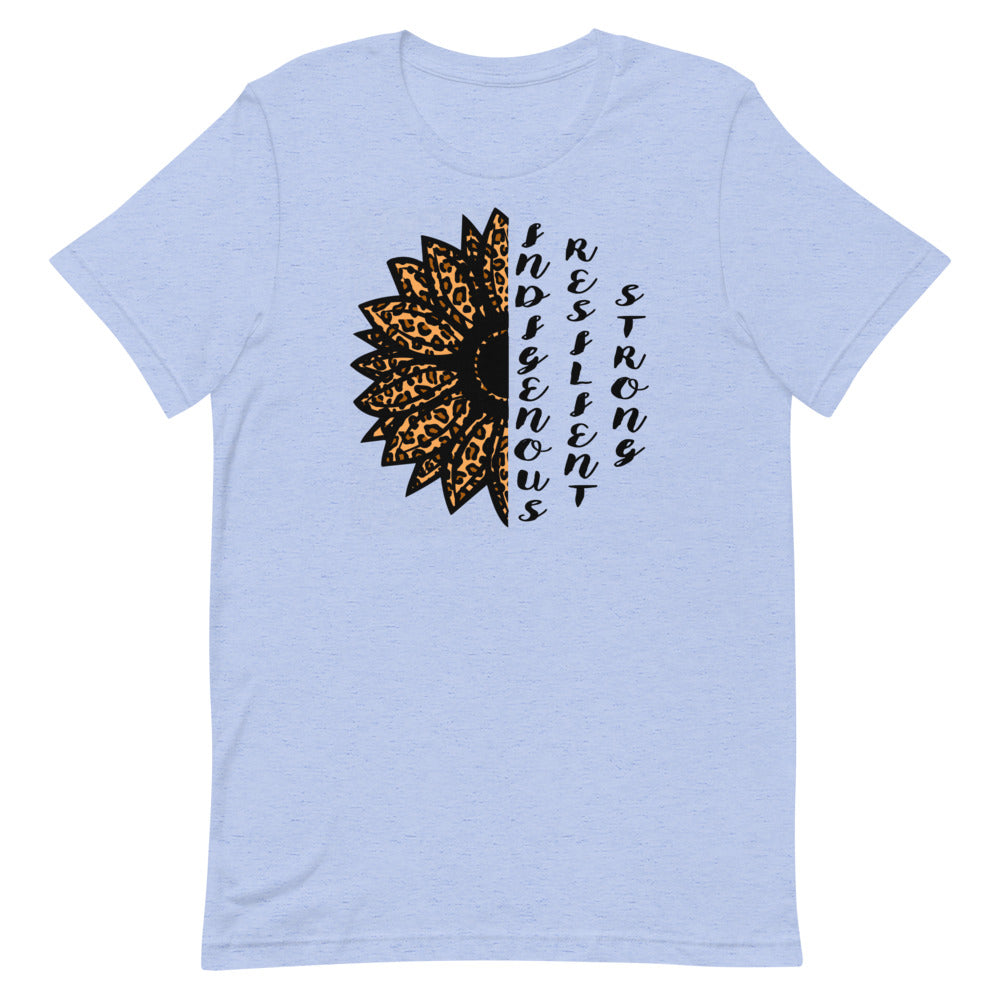 Indigenous Resilient Strong Sunflower T-shirt: Black Writing